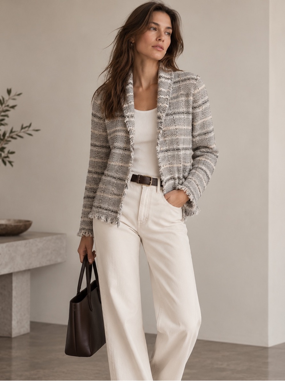 Banana Republic Wool Angora Fringe Blazer Cardigan L